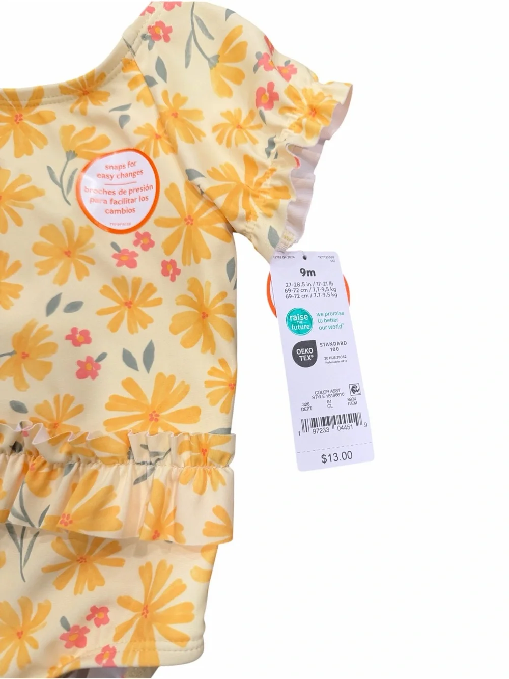 NWT 9M Carter's Just One You Baby Girls' Floral Ruffle Waist One Piece Swimsuit